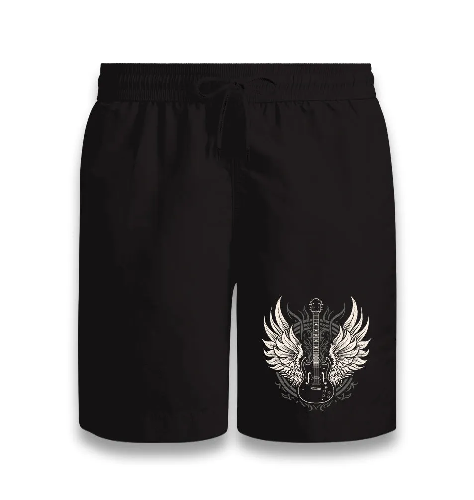 Guitar and the Wings Black Shorts