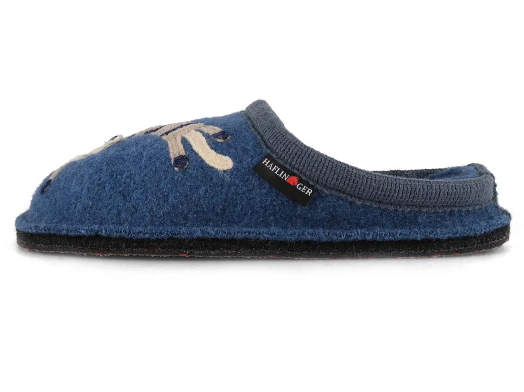 HAFLINGER Women Boiled Wool Slippers 'Flair Choupette', blue