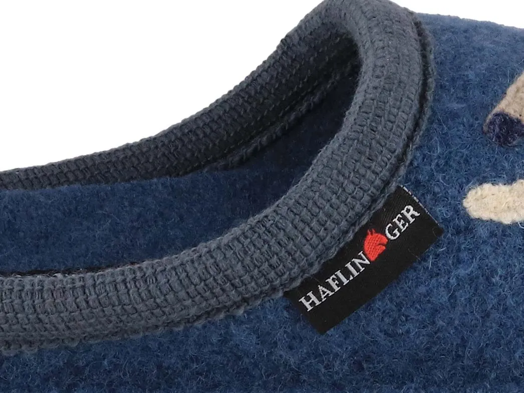 HAFLINGER Women Boiled Wool Slippers 'Flair Choupette', blue