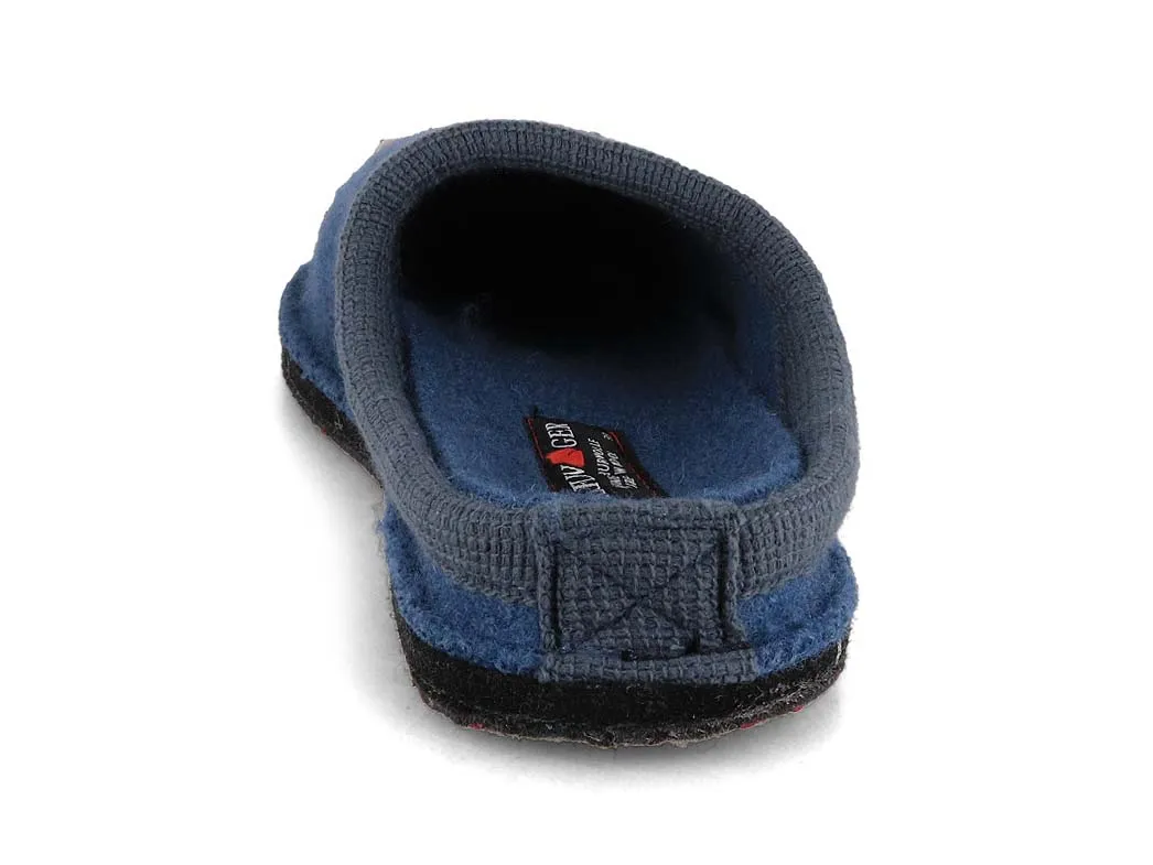 HAFLINGER Women Boiled Wool Slippers 'Flair Choupette', blue