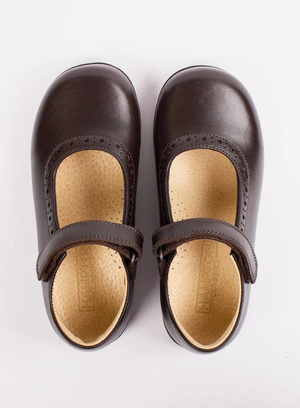 Hampton Classics Emma Wide Fit School Shoes in Brown
