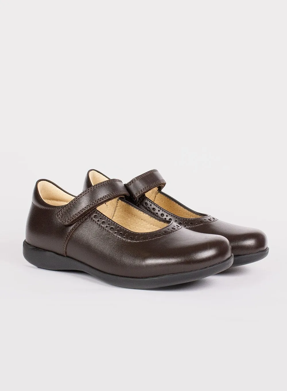 Hampton Classics Emma Wide Fit School Shoes in Brown