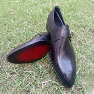 Handmade Black Leather Oxford Shoes for Men