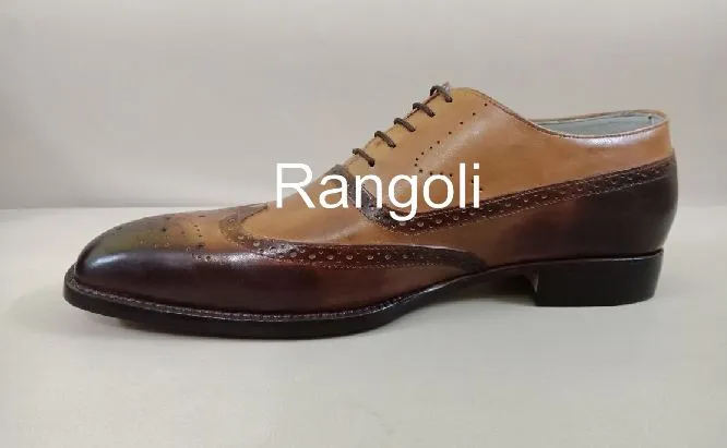 Handmade Wingtip Brogue Formal Dress Shoes for Men