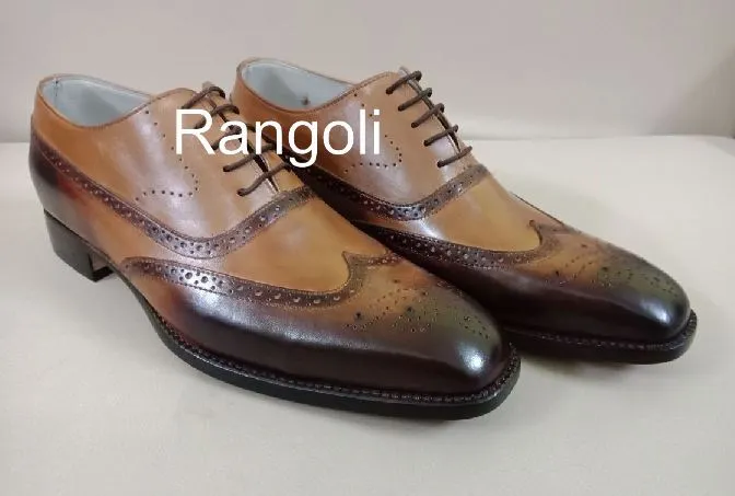 Handmade Wingtip Brogue Formal Dress Shoes for Men