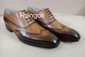 Handmade Wingtip Brogue Formal Dress Shoes for Men
