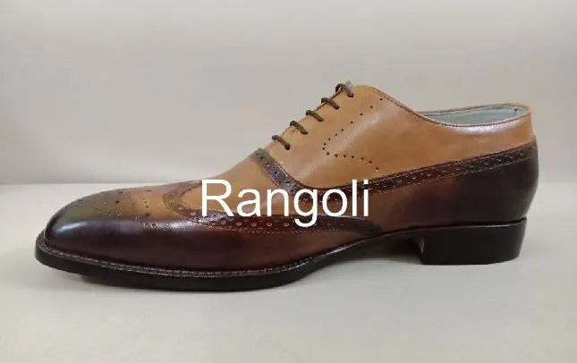 Handmade Wingtip Brogue Formal Dress Shoes for Men