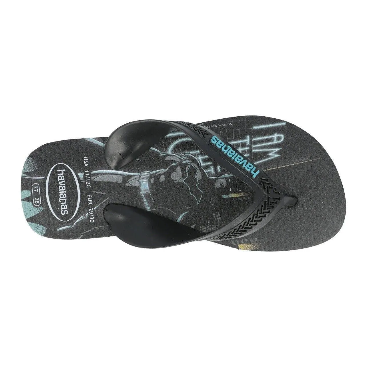 Havianas Kids Max Heroes Batman Black Flip Flops Thongs Size EU 27/28 - US 11