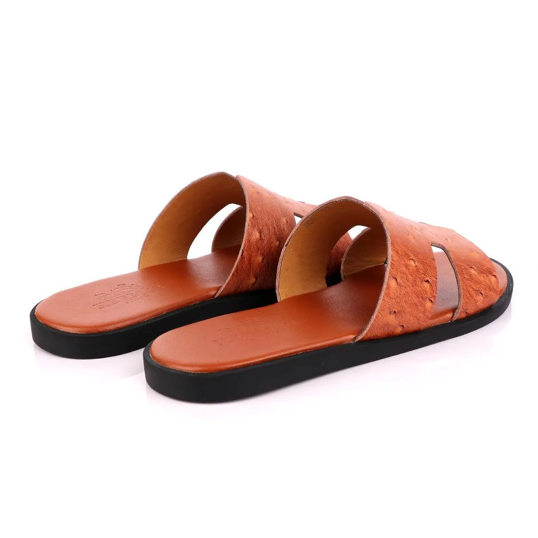 Hermes Paris  Leather Slipper-Brown