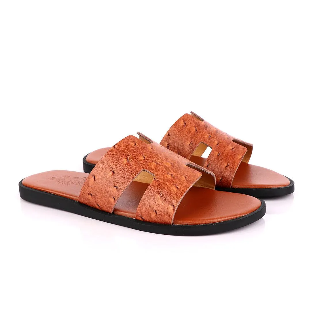 Hermes Paris  Leather Slipper-Brown