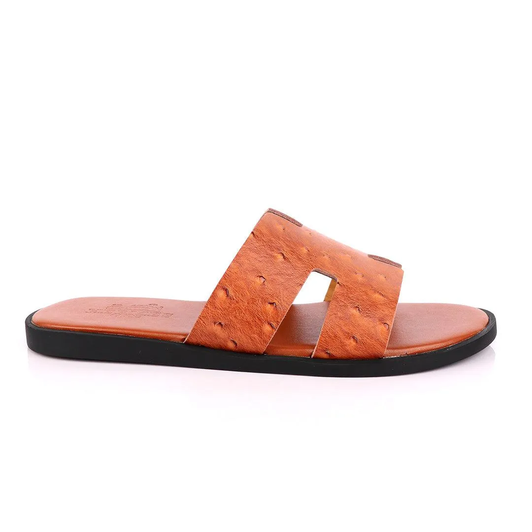 Hermes Paris  Leather Slipper-Brown