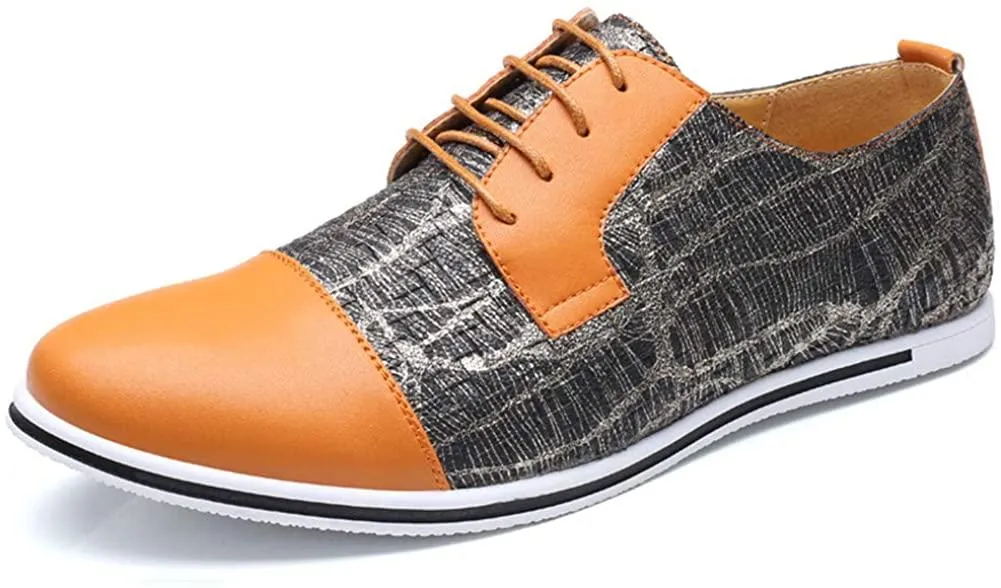 HYJ Men's Casual Oxford Shoes Breathable Flat Fashion Sneakers Lace-up Loafers