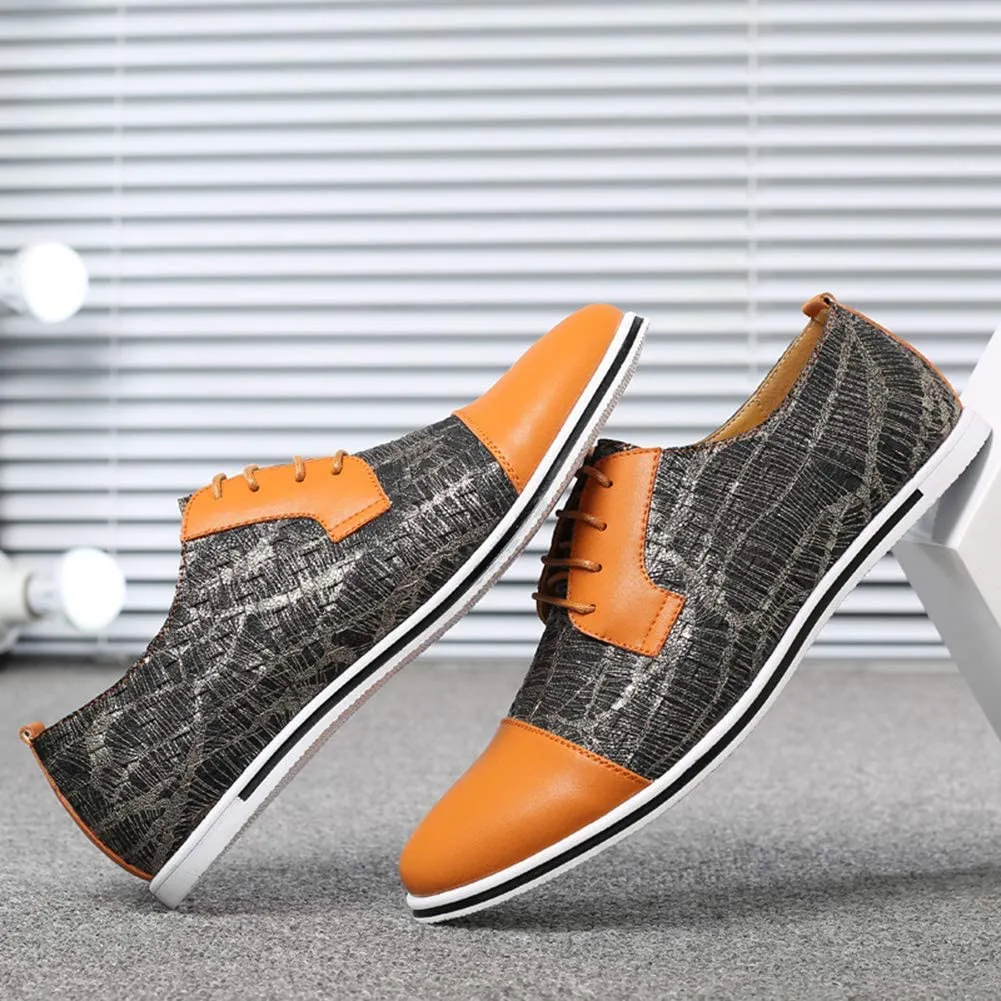HYJ Men's Casual Oxford Shoes Breathable Flat Fashion Sneakers Lace-up Loafers