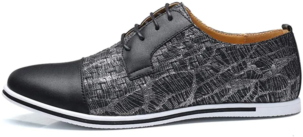 HYJ Men's Casual Oxford Shoes Breathable Flat Fashion Sneakers Lace-up Loafers