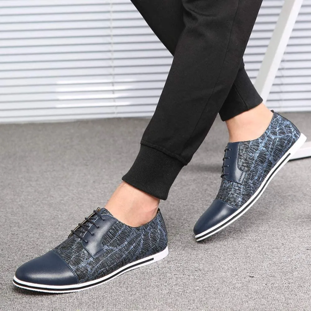HYJ Men's Casual Oxford Shoes Breathable Flat Fashion Sneakers Lace-up Loafers