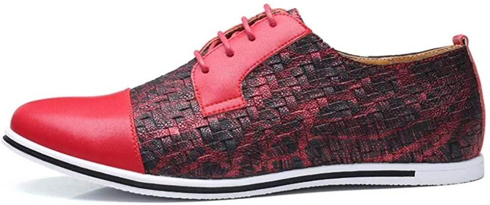 HYJ Men's Casual Oxford Shoes Breathable Flat Fashion Sneakers Lace-up Loafers