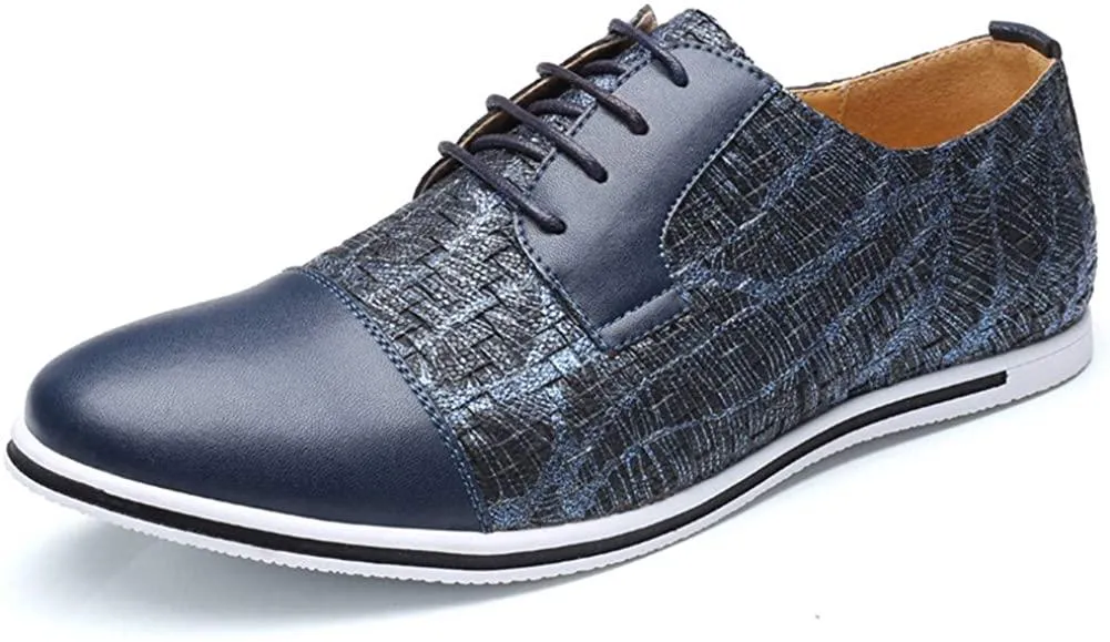 HYJ Men's Casual Oxford Shoes Breathable Flat Fashion Sneakers Lace-up Loafers