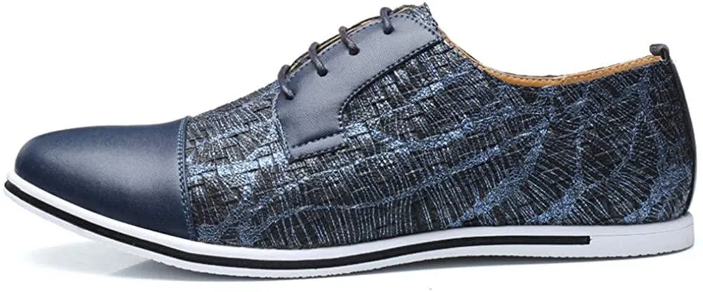 HYJ Men's Casual Oxford Shoes Breathable Flat Fashion Sneakers Lace-up Loafers