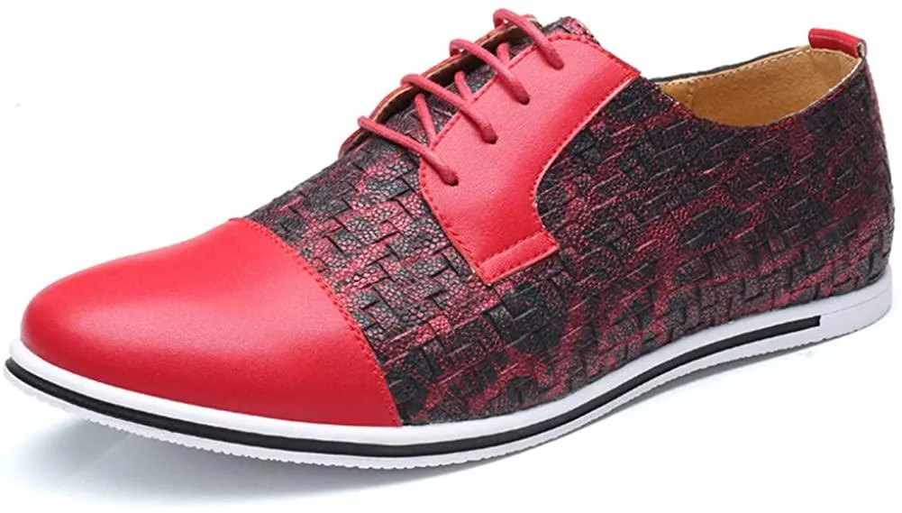 HYJ Men's Casual Oxford Shoes Breathable Flat Fashion Sneakers Lace-up Loafers