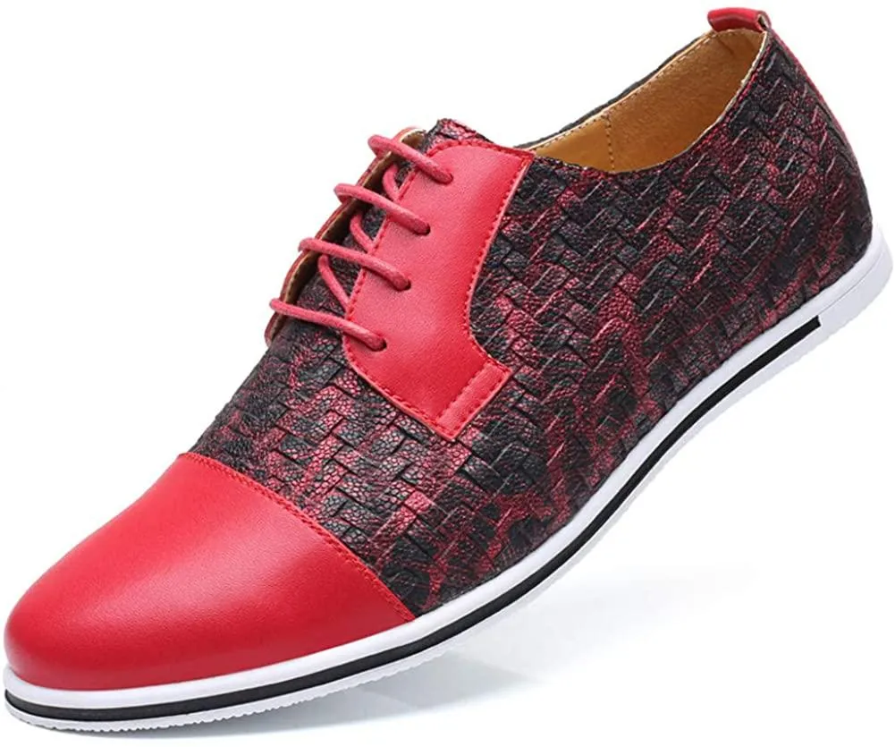 HYJ Men's Casual Oxford Shoes Breathable Flat Fashion Sneakers Lace-up Loafers