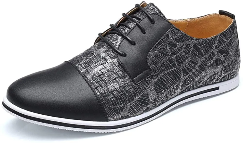 HYJ Men's Casual Oxford Shoes Breathable Flat Fashion Sneakers Lace-up Loafers