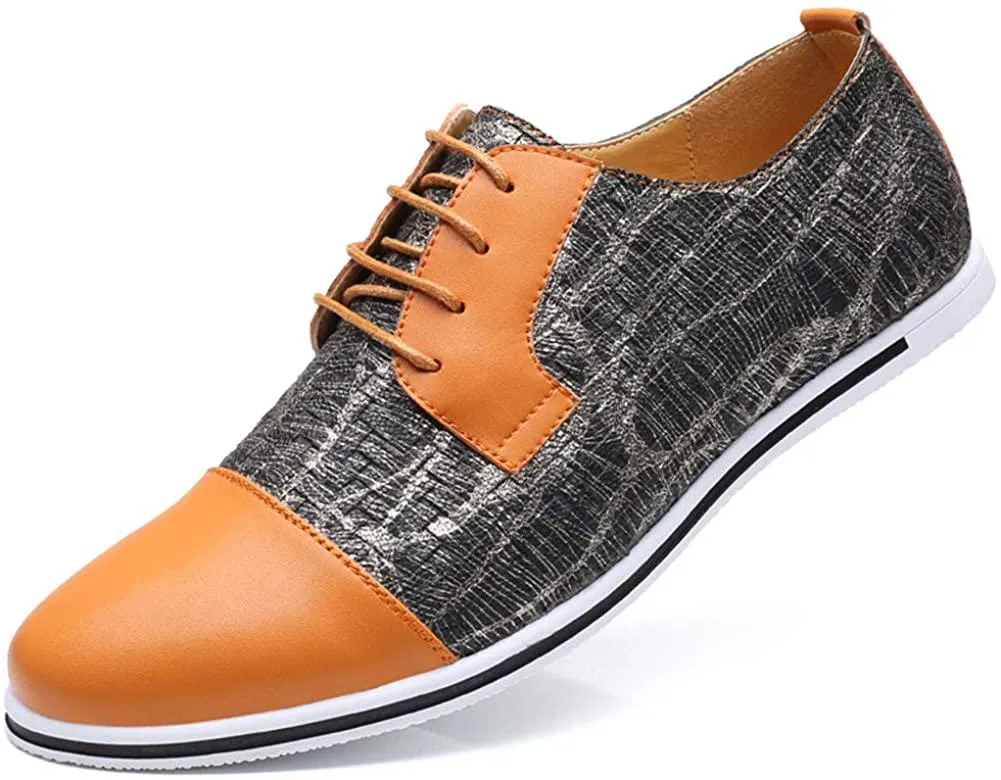 HYJ Men's Casual Oxford Shoes Breathable Flat Fashion Sneakers Lace-up Loafers