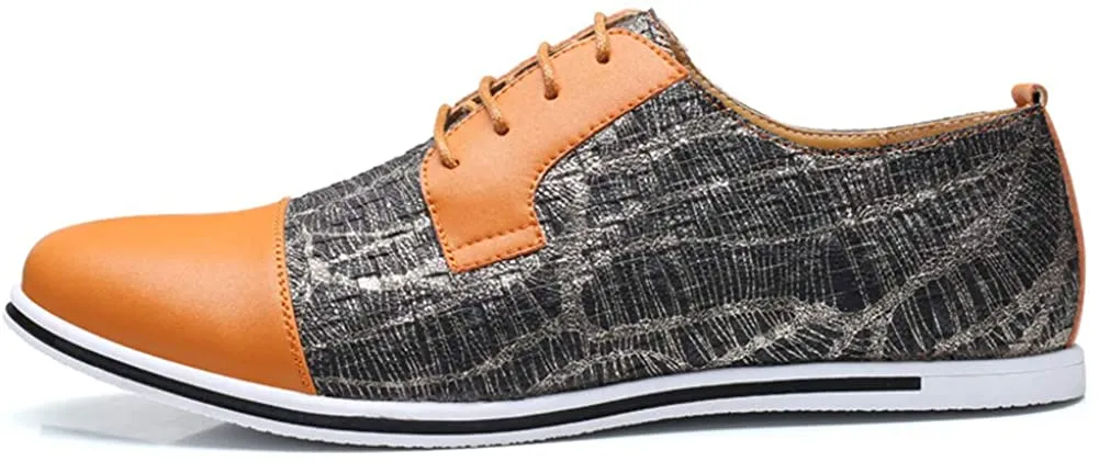 HYJ Men's Casual Oxford Shoes Breathable Flat Fashion Sneakers Lace-up Loafers