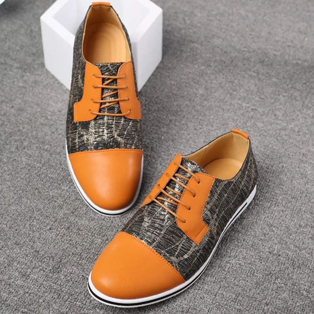 HYJ Men's Casual Oxford Shoes Breathable Flat Fashion Sneakers Lace-up Loafers