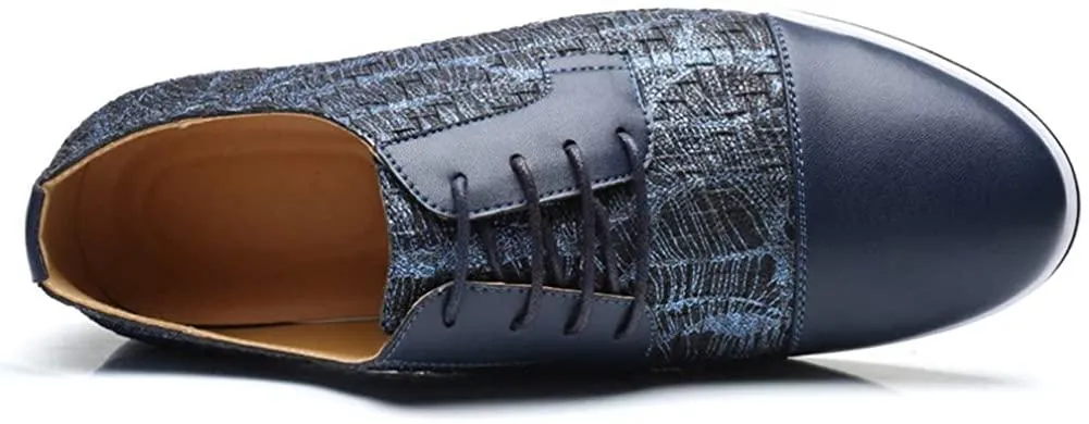 HYJ Men's Casual Oxford Shoes Breathable Flat Fashion Sneakers Lace-up Loafers