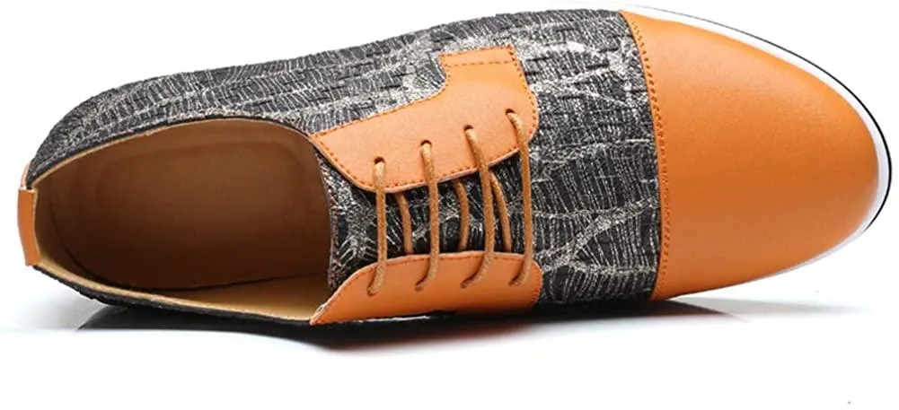 HYJ Men's Casual Oxford Shoes Breathable Flat Fashion Sneakers Lace-up Loafers