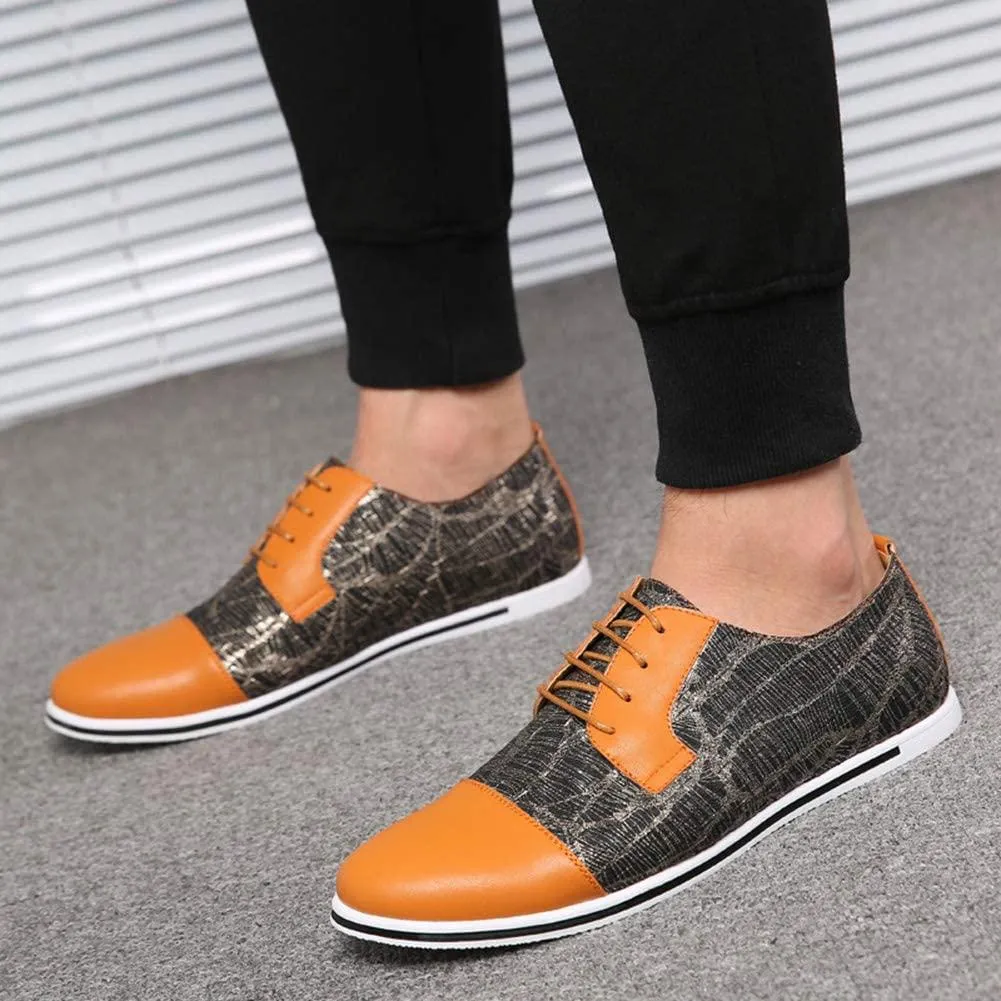 HYJ Men's Casual Oxford Shoes Breathable Flat Fashion Sneakers Lace-up Loafers
