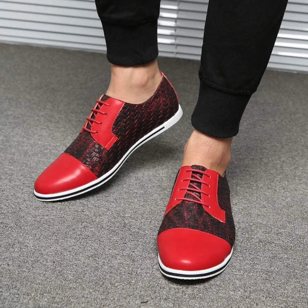 HYJ Men's Casual Oxford Shoes Breathable Flat Fashion Sneakers Lace-up Loafers