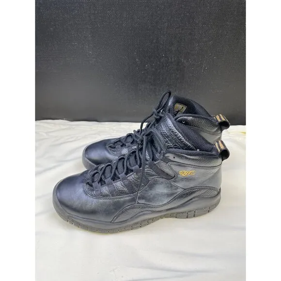 Jordan 10 Retro Boys Big Kid Black Leather Sneakers Shoes Size 6Y SKU 6491