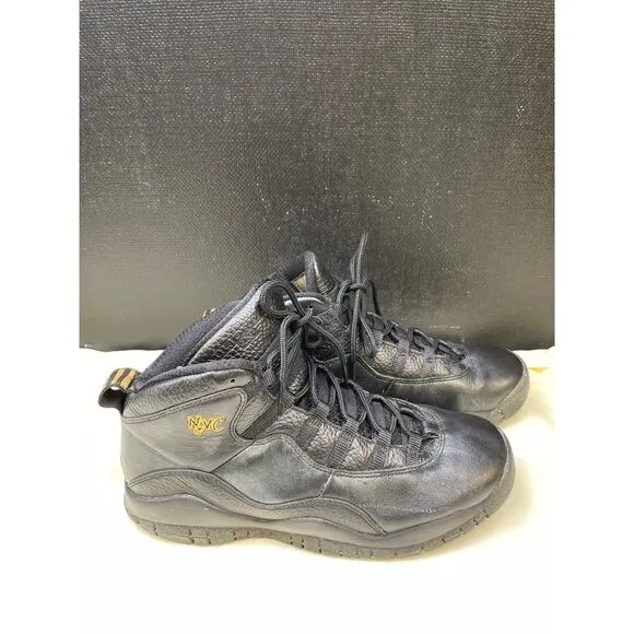 Jordan 10 Retro Boys Big Kid Black Leather Sneakers Shoes Size 6Y SKU 6491