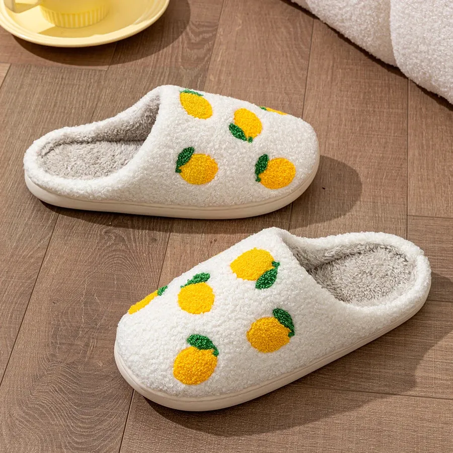 Kawaii Lemon Slice Indoor Slippers 🍋✨ - Cozy & Cute Winter Footwear for Women 🌟🥿