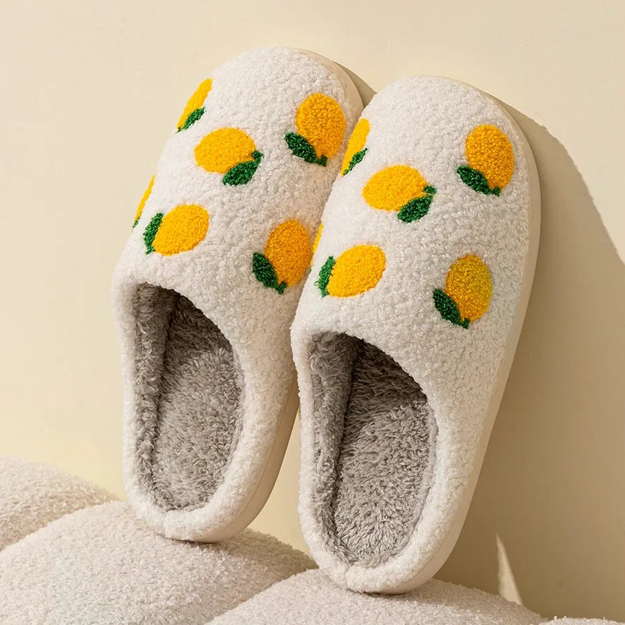 Kawaii Lemon Slice Indoor Slippers 🍋✨ - Cozy & Cute Winter Footwear for Women 🌟🥿