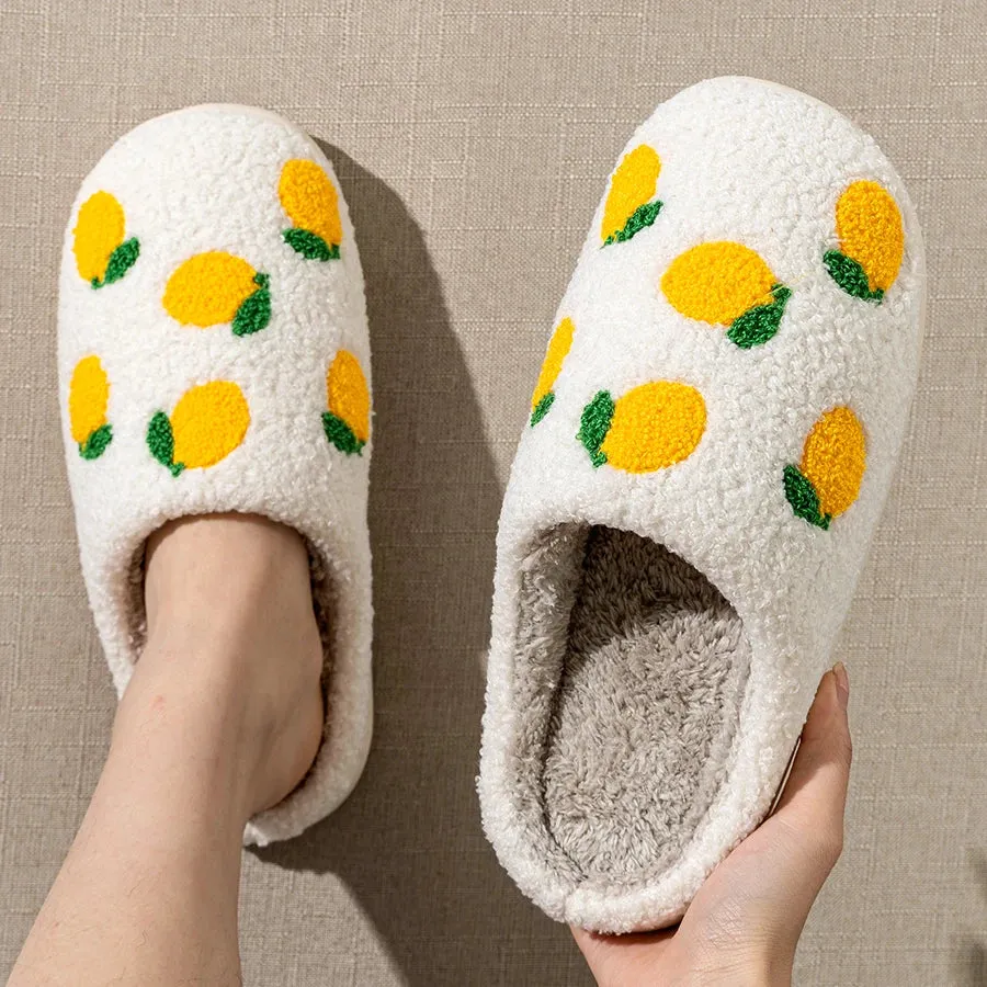 Kawaii Lemon Slice Indoor Slippers 🍋✨ - Cozy & Cute Winter Footwear for Women 🌟🥿