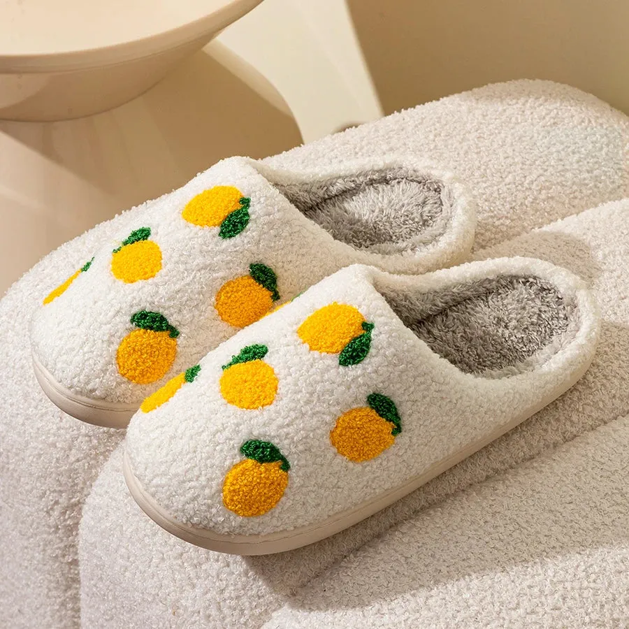 Kawaii Lemon Slice Indoor Slippers 🍋✨ - Cozy & Cute Winter Footwear for Women 🌟🥿