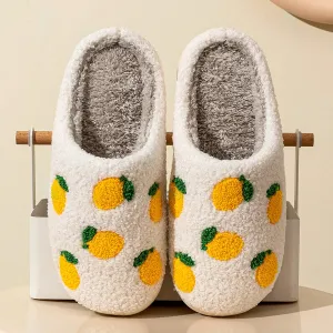 Kawaii Lemon Slice Indoor Slippers 🍋✨ - Cozy & Cute Winter Footwear for Women 🌟🥿