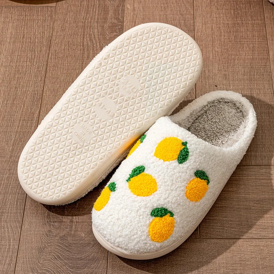 Kawaii Lemon Slice Indoor Slippers 🍋✨ - Cozy & Cute Winter Footwear for Women 🌟🥿