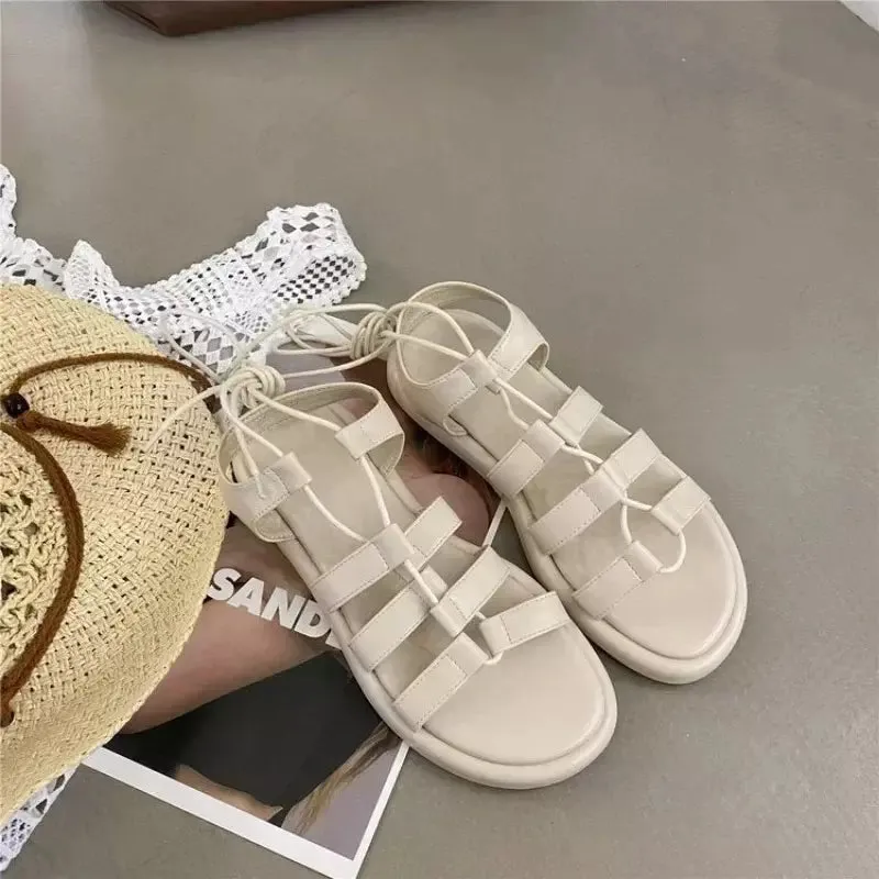 Lace up flat sandals