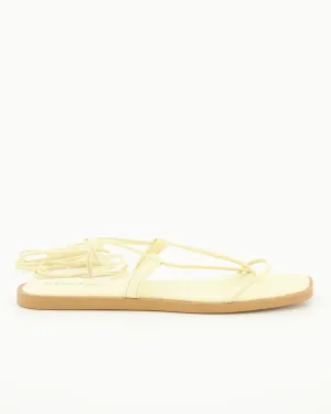 Ladies Lace Up Padded Thong - Light Yellow