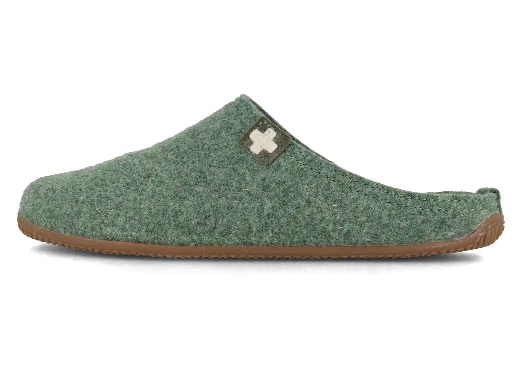 Living Kitzbühel Women Men Felt Slippers 'Swiss Cross', forest