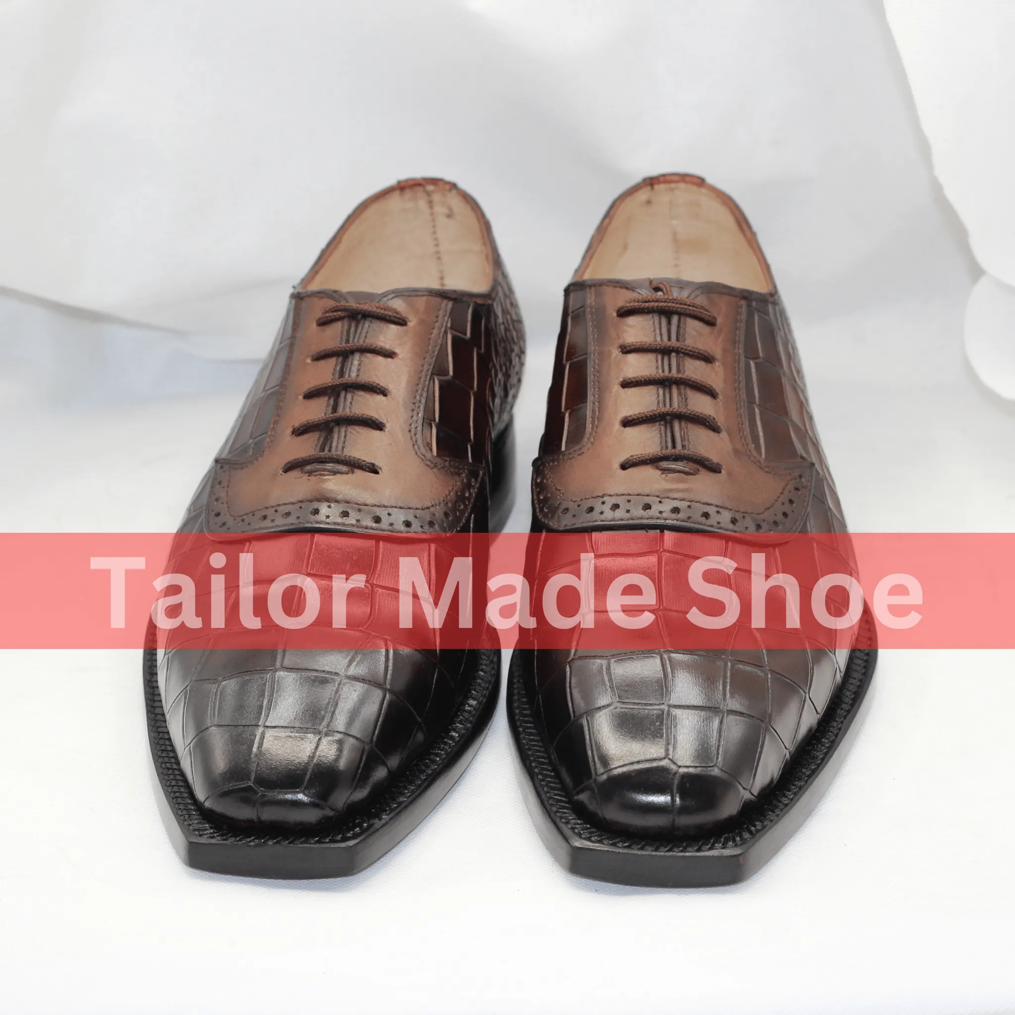 Luxury Handmade Brown Crocodile Leather Oxford Shoes Handcrafted Genuine Crocodile Skin Dress Shoes for Men Brown Crocodile Skin Derby Shoes