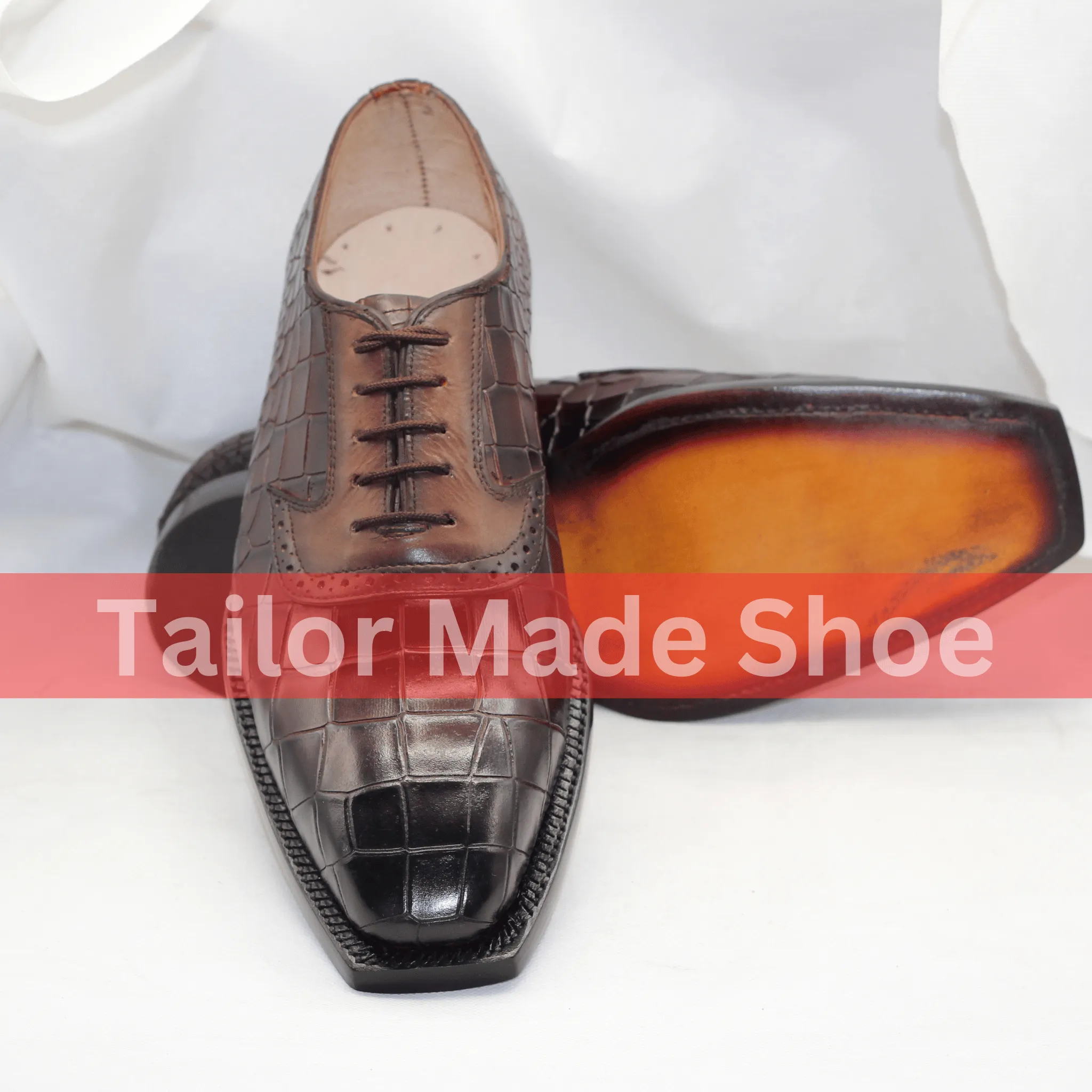 Luxury Handmade Brown Crocodile Leather Oxford Shoes Handcrafted Genuine Crocodile Skin Dress Shoes for Men Brown Crocodile Skin Derby Shoes