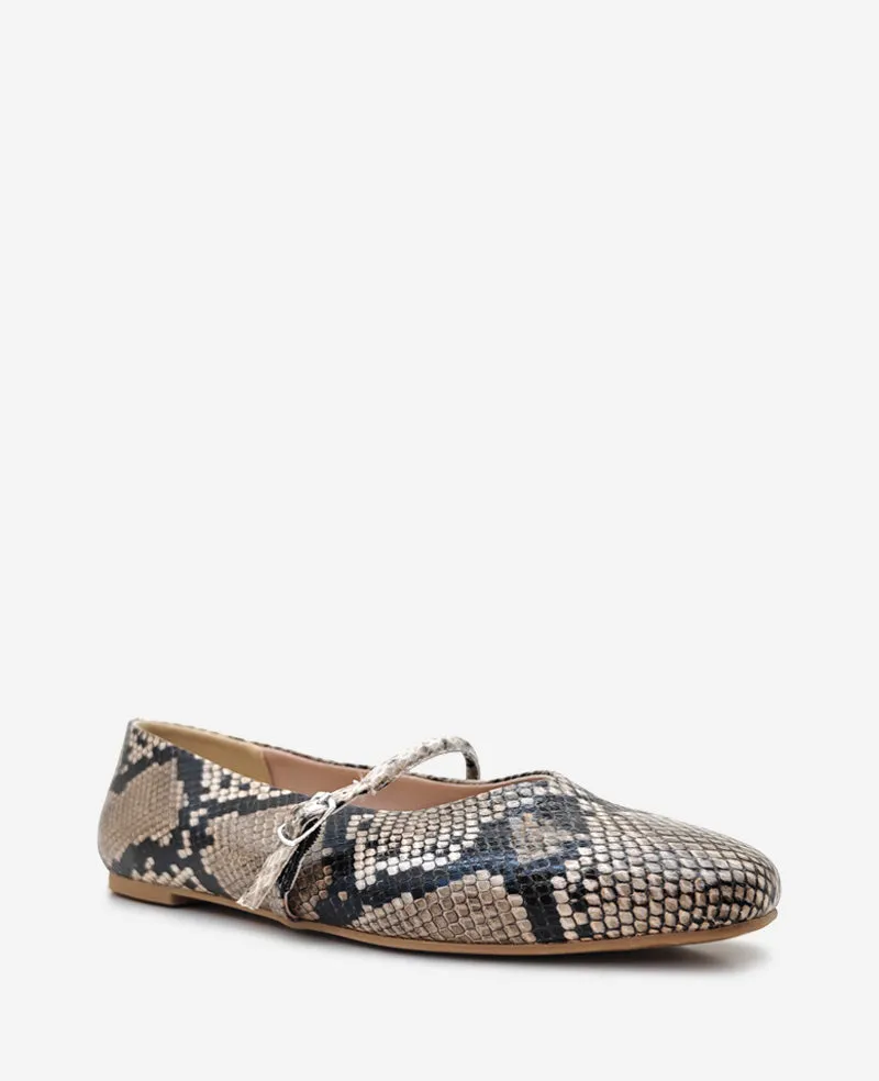 Magnolia Snakeskin Leather Ballet Flat