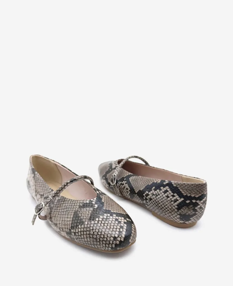 Magnolia Snakeskin Leather Ballet Flat
