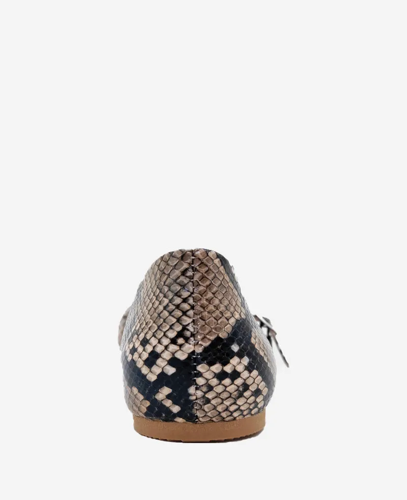 Magnolia Snakeskin Leather Ballet Flat