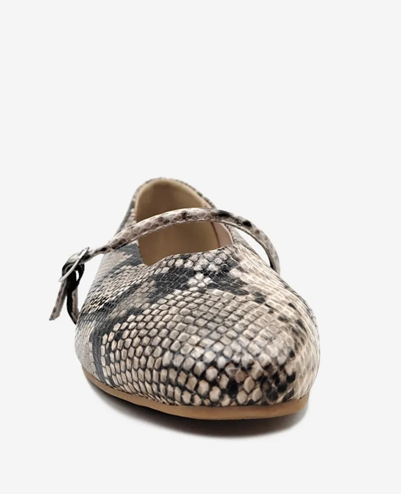 Magnolia Snakeskin Leather Ballet Flat