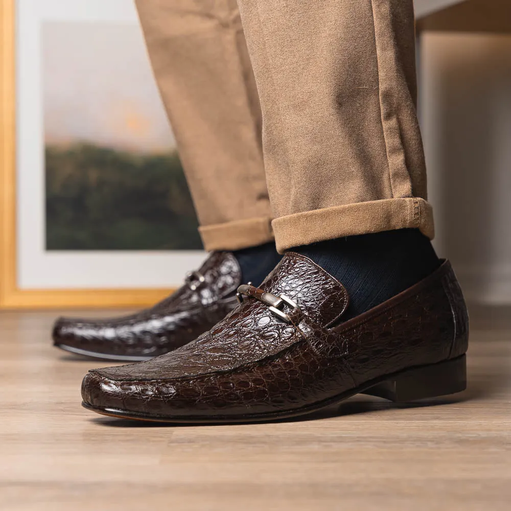 Marco Di Milano Fabro in Brown Caiman Bit Loafers